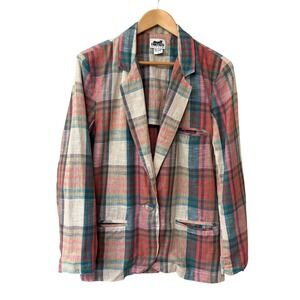 Vintage Panther For Her Madras Plaid Blazer Jacket Preppy Nerd Size Small Boho